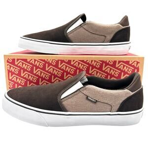 Vans Asher Deluxe Shoes Men's 11.5 Cozy Knit Coffee Skater Slip On Sneakers New